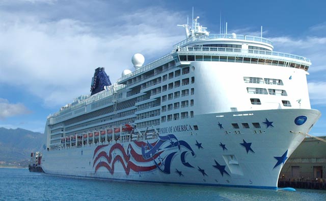 Cruise ship docked at Maui Hawaii port